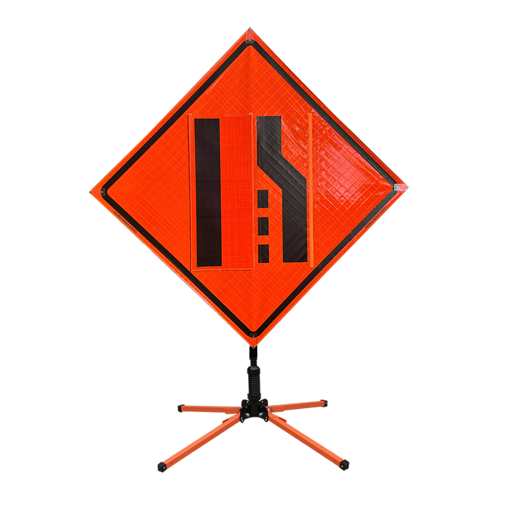 48 Inch One Lane Road Ahead Roll Up Reflective Traffic Sign - 